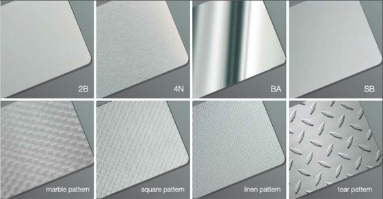 No. 2B No. 2D Stainless Steel Surface Treatment No. 1  No. 3   No. 4  No. 6  No. 7  No. 8